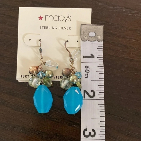 Blue, Green, Gold earrings - Picture 3 of 4
